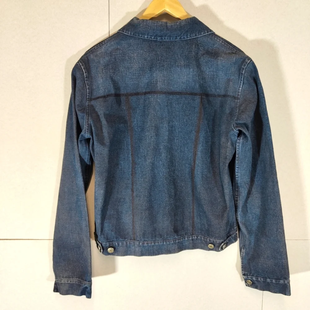 Jean Colonna Blue Jacket Denim Size Medium Full Zip - Picture 2 of 11